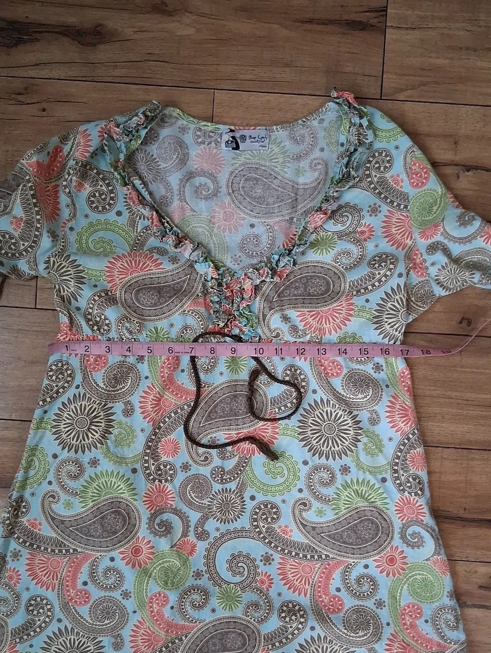 Women's Boho Linen Paisley Print Summer Dress  Multicolor Coverup Medium - Picture 15 of 17